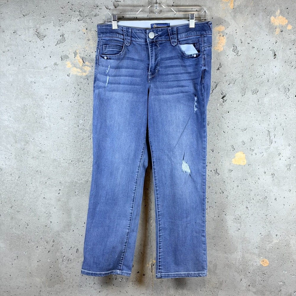 Democracy Ab Solution Jeans Women's 10 Blue Denim Distressed Whiskered Straight